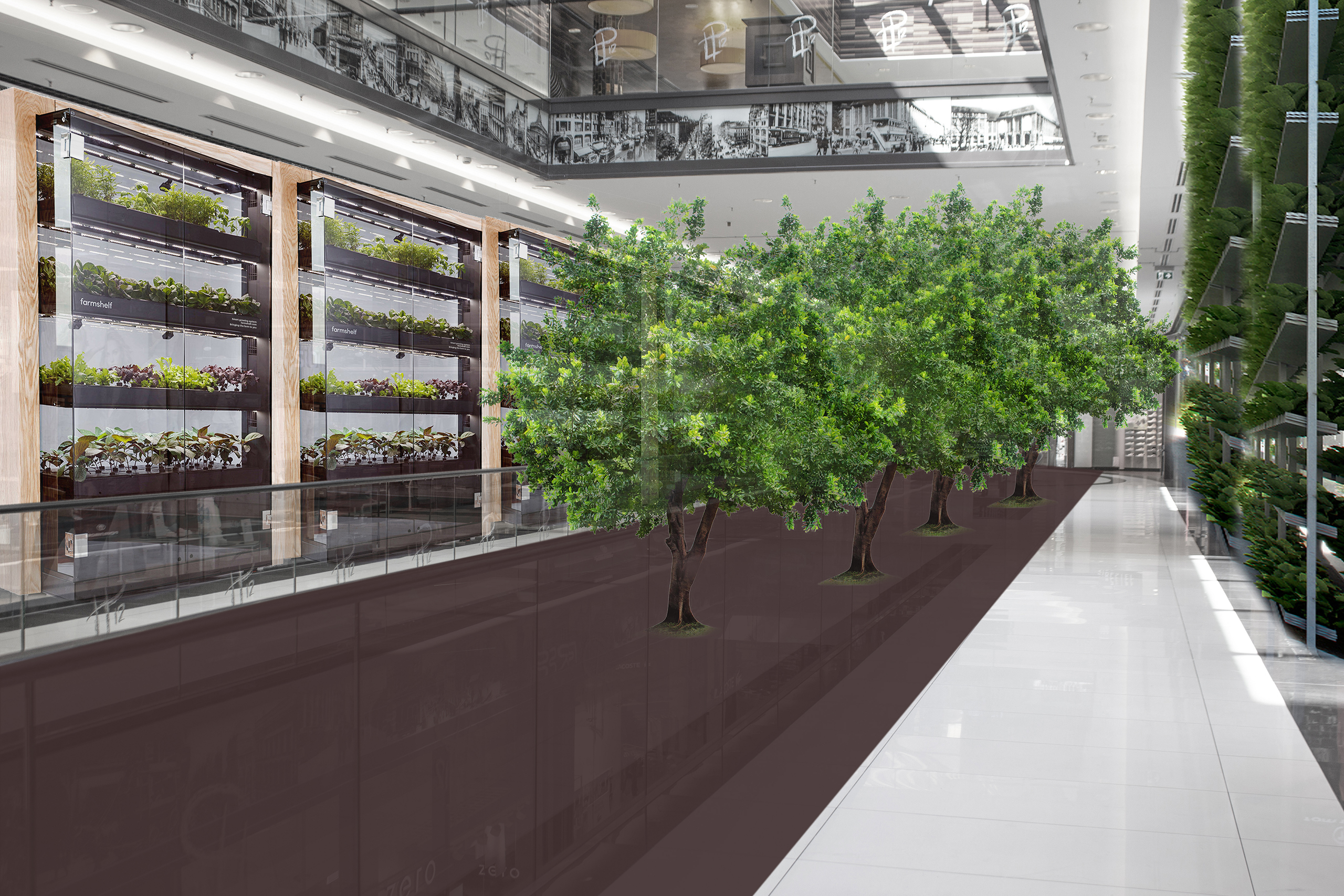 Phaneomen Shoppingcenter Raumgestaltung Conceptdesign Inszenierung Reuse Kapitalismus Museum Shopdesign vertical gardening