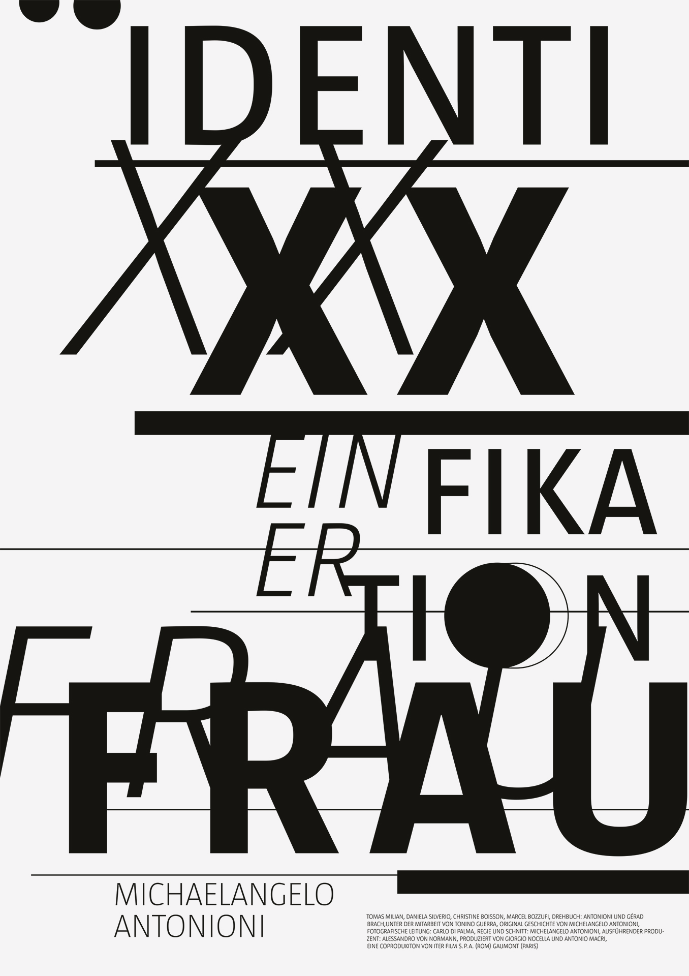 Michaelangelo Antonioni Poster neue Identität einer Frau Plakat Gestaltung schwarz weiß Filmplakat